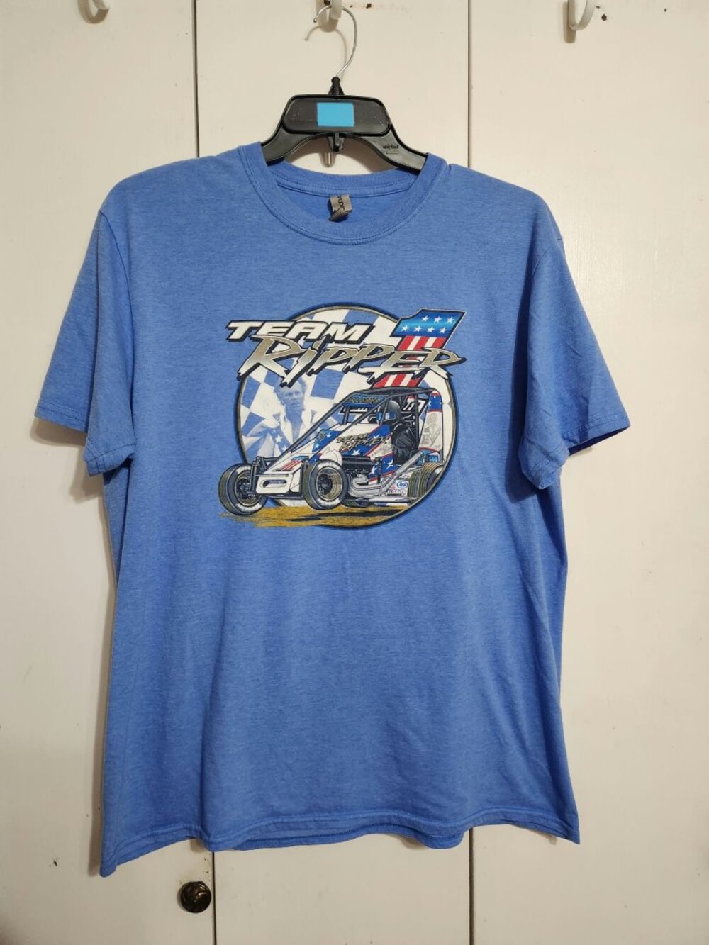 Team Ripper Justin Allgaier Evel Knievel Chili Bowl Midget Racing Shirt XL Blue